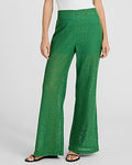 Express Women's High Waisted Tile Lace Wide Leg Palazzo Pant in Dark Green