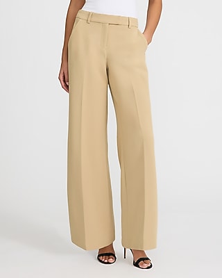 Express Women's Editor Signature Stretch Mid Rise Wide Leg Palazzo Pant in Brown 0