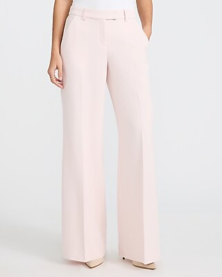 Express Women's Editor Signature Stretch Mid Rise Wide Leg Palazzo Pant in Light Pink