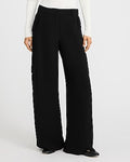 Express Women's Signature Crepe High Waisted Cargo Relaxed Trouser in Pitch Black