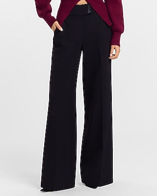 Express Women's Editor Studio Stretch Twill High Waisted Wide Leg Palazzo Pant in Black 0