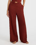 Express Women's Textured Plisse High Waisted Relaxed Trouser in Brown Small