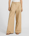 Express Women's Poplin High Waisted Relaxed Trouser in Tan