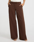 Express Women's Editor Stretch Cotton Mid Rise Wide Leg Palazzo Pant in Brown 0