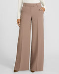 Express Women's Editor Studio Stretch Twill Mid Rise Wide Leg Palazzo Pant in Brown 0