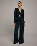 Express Women's Pull-On Signature Ponte High Waisted Wide Leg Palazzo Pant in Pitch Black