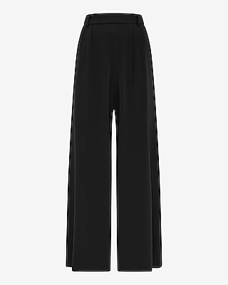 Express Women's Luxe Stretch High Waisted Ultra Wide Leg Palazzo Trouser in Black 0
