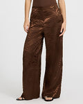 Express Women's Textured Printed Jacquard High Waisted Relaxed Trouser in Brown Small