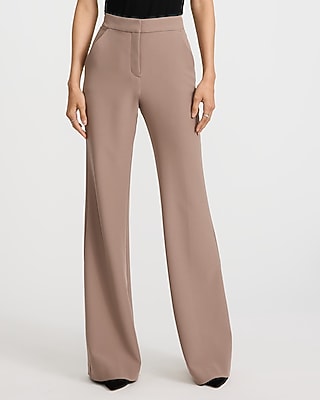 Express Women's Editor Studio Stretch Twill High Waisted Flare Trouser in Brown 0