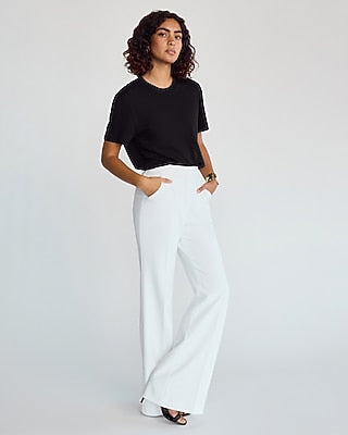 Express Women's Editor Studio Stretch Twill High Waisted Flare Trouser in White 0