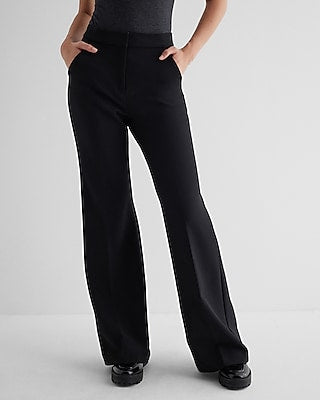 Express Women's Editor Studio Stretch Twill High Waisted Flare Trouser in Black 0