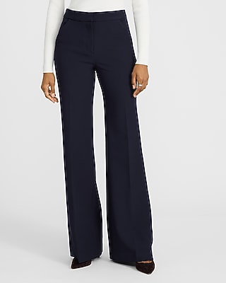 Express Women's Editor Studio Stretch Twill High Waisted Flare Trouser in Blue 0
