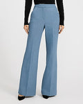 Express Women's Editor Heathered Stretch Twill High Waisted Flare Trouser in Deep Sky Blue