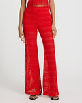 Express Women's High Waisted Lace Flare Pant in Bright Red