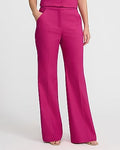 Express Women's Editor Stretch Cotton High Waisted Flare Trouser in Hot Pink