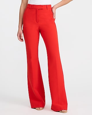 Express Women's Editor Signature Stretch High Waisted Slim Flare Pant in Vibrant Red