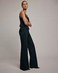 Express Women's Pull-On Signature Ponte High Waisted Flare Trouser in Pitch Black