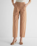Express Women's Super High Waisted Cropped Utility Trouser Pant in Pecan