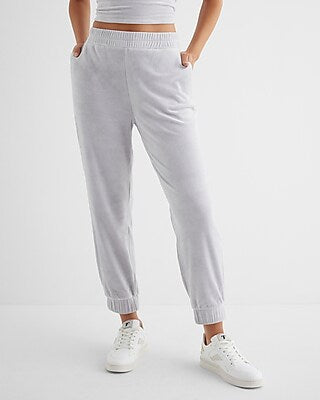 Express Women's High Waisted Velour Joggers in Cloud