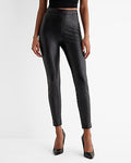 Express Women's Super High Waisted Faux Leather Leggings in Pitch Black