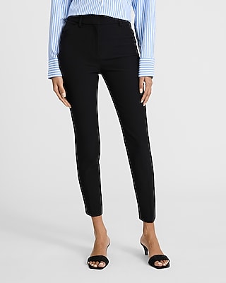 Express Women's Editor Studio Stretch Twill High Waisted Skinny Pant in Pitch Black