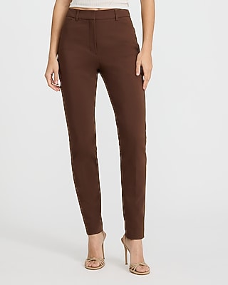 Express Women's Editor Stretch Cotton High Waisted Skinny Pant in Chestnut Brown