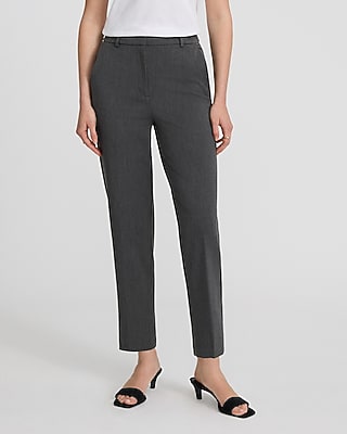 Express Women's Editor Super High Waisted Straight Ankle Pant in Heather Gray
