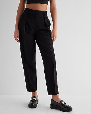 Express Women's Stylist Super High Waisted Pleated Pant in Pitch Black
