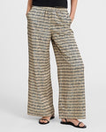 Express Women's High Waisted Printed Wide Leg Palazzo Pull On Pant in Black Print