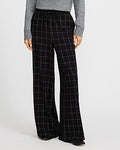 Express Women's Lightweight Plaid Wide Leg Palazzo Pull On Pant in Print
