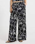 Express Women's Floral Embroidered High Waisted Pull On Pant in Black Small