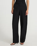 Express Women's Editor Studio Stretch Twill Mid Rise Barrel Pant in Black 0
