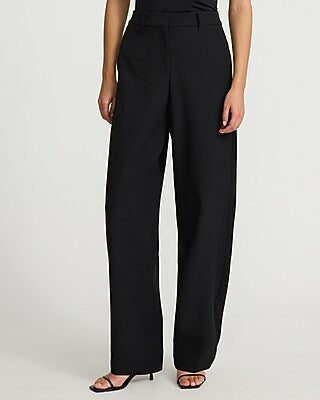 Express Women's Editor Studio Stretch Twill Mid Rise Barrel Pant in Black 0