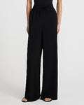Express Women's High Waisted Drawstring Pull On Pant in Pitch Black