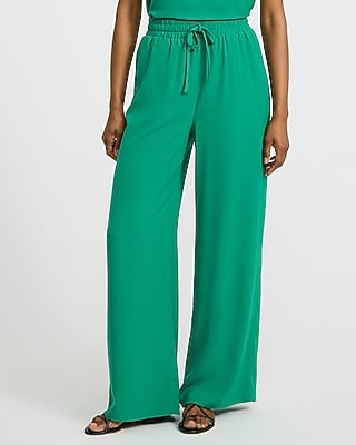 Express Women's High Waisted Drawstring Pull On Pant in Green Small