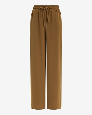 Express Women's High Waisted Drawstring Pull On Pant in Brown Small