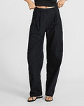 Express Women's Poplin High Waisted Relaxed Barrel Pant in Black 0