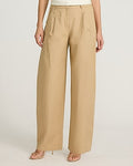 Express Women's Poplin High Waisted Relaxed Barrel Pant in Tan