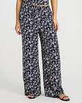 Express Women's Floral High Waisted Drawstring Pull On Wide Leg Palazzo Pant Small