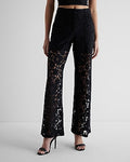 Express Women's High Waisted Lace Trouser Pant in Black 0