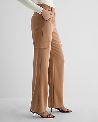 Express Women's Super High Waisted Cargo Trouser Pant in Butterscotch