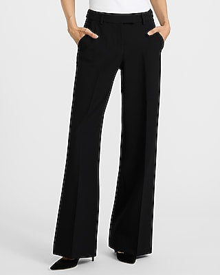 Express Women's Editor Studio Stretch Twill Mid Rise Trouser in Black 0
