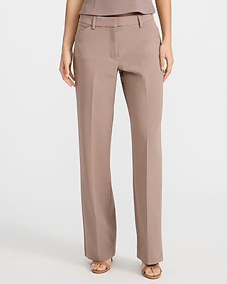 Express Women's Editor Studio Stretch Twill Mid Rise Slim Trouser Pant in Brown 0