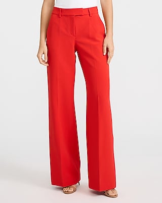 Express Women's Editor Signature Stretch Mid Rise Trouser in Red 0