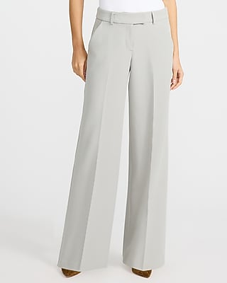 Express Women's Editor Signature Stretch Mid Rise Trouser in Silver Sage