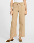 Express Women's Canvas High Waisted Drawstring Ankle Trouser in Brown 0