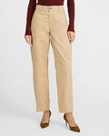 Express Women's Mid Rise Cotton-Linen Barrel Pant in Brown 0
