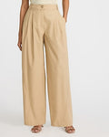 Express Women's Cotton Poplin High Waisted Pleated Wide Leg Palazzo Trouser in Brown 0