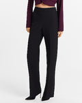 Express Women's Studio Stretch Twill High Waisted Button Side Slim Trouser Pant in Black 0