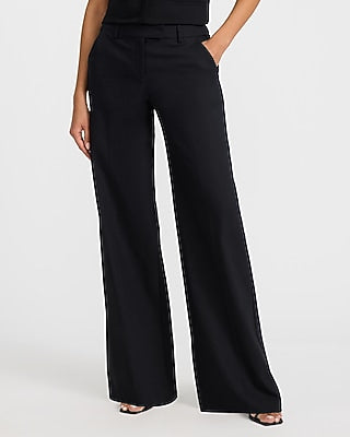 Express Women's Editor Stretch Cotton Mid Rise Trouser in Black 0